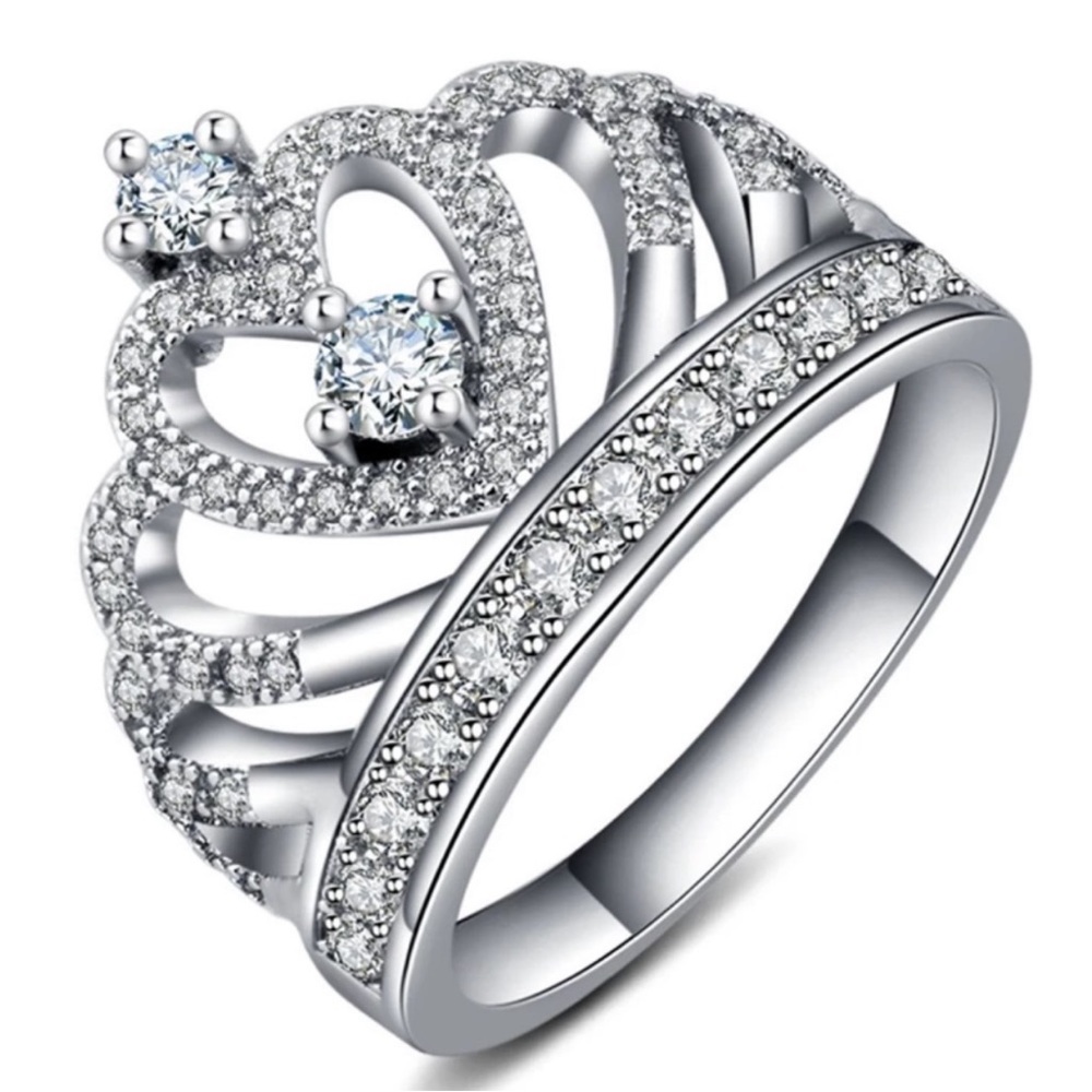 NEW 925 STERLING SILVER CROWN DIAMOND RING - Picture 4 of 5